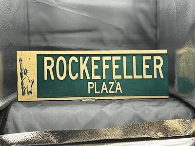 Original Image Maple Wood Rockerfeller Plaza Street sign NYC  18&quot;x6&quot;