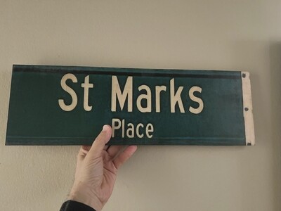 Original Image Maple Wood St Marks Place street sign  18&quot;x6&quot;