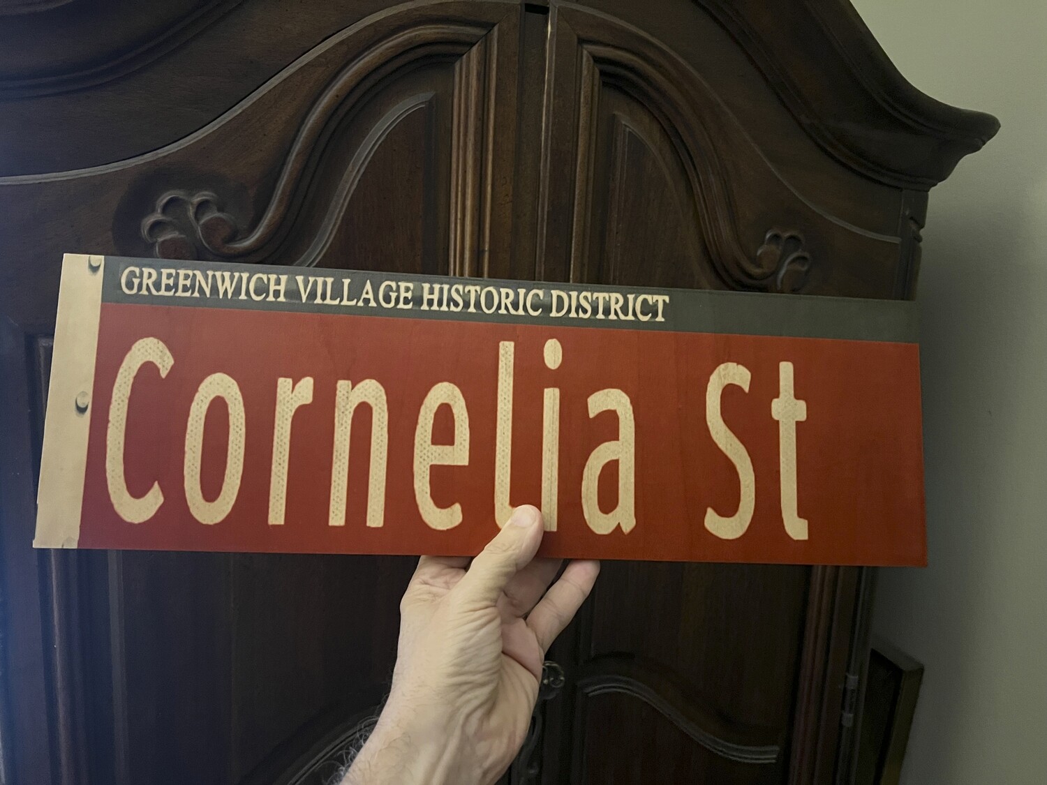 Original Image Maple Wood Cornelia St street sign 18&quot;x6&quot;