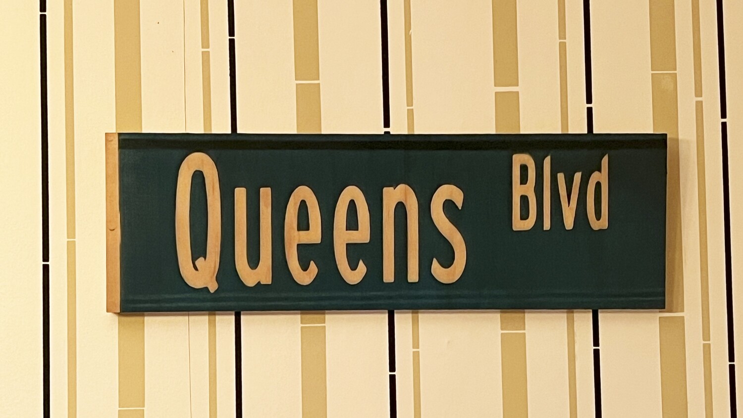 Original Image Maple Wood Queens Blvd sign  18&quot;x6&quot;