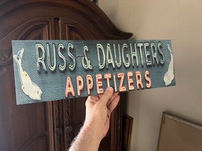 Russ &amp; Daughters maple wood sign &quot;18x6&quot;
