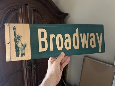 Original Image Maple Wood Broadway NYC Street Sign  18&quot;x6&quot;
