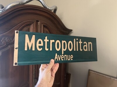 Metropolitan Avenue Original Image on Maple Wood 18&quot;x6&quot;
