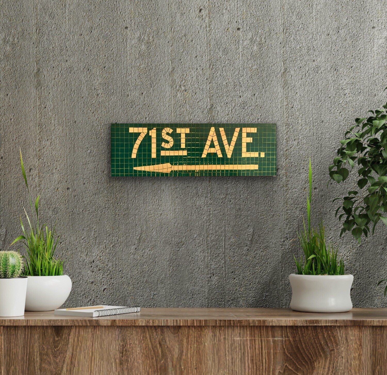 Original photo 71st Ave Forest Hills on maple wood 18&quot;x6&quot;
