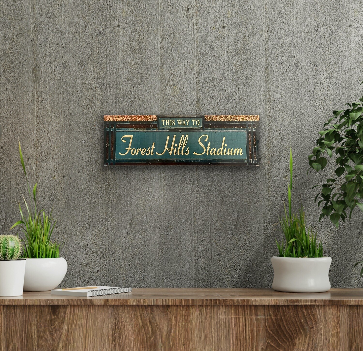 Original Image Maple Wood Forest Hills Stadium sign  18&quot;x6&quot;