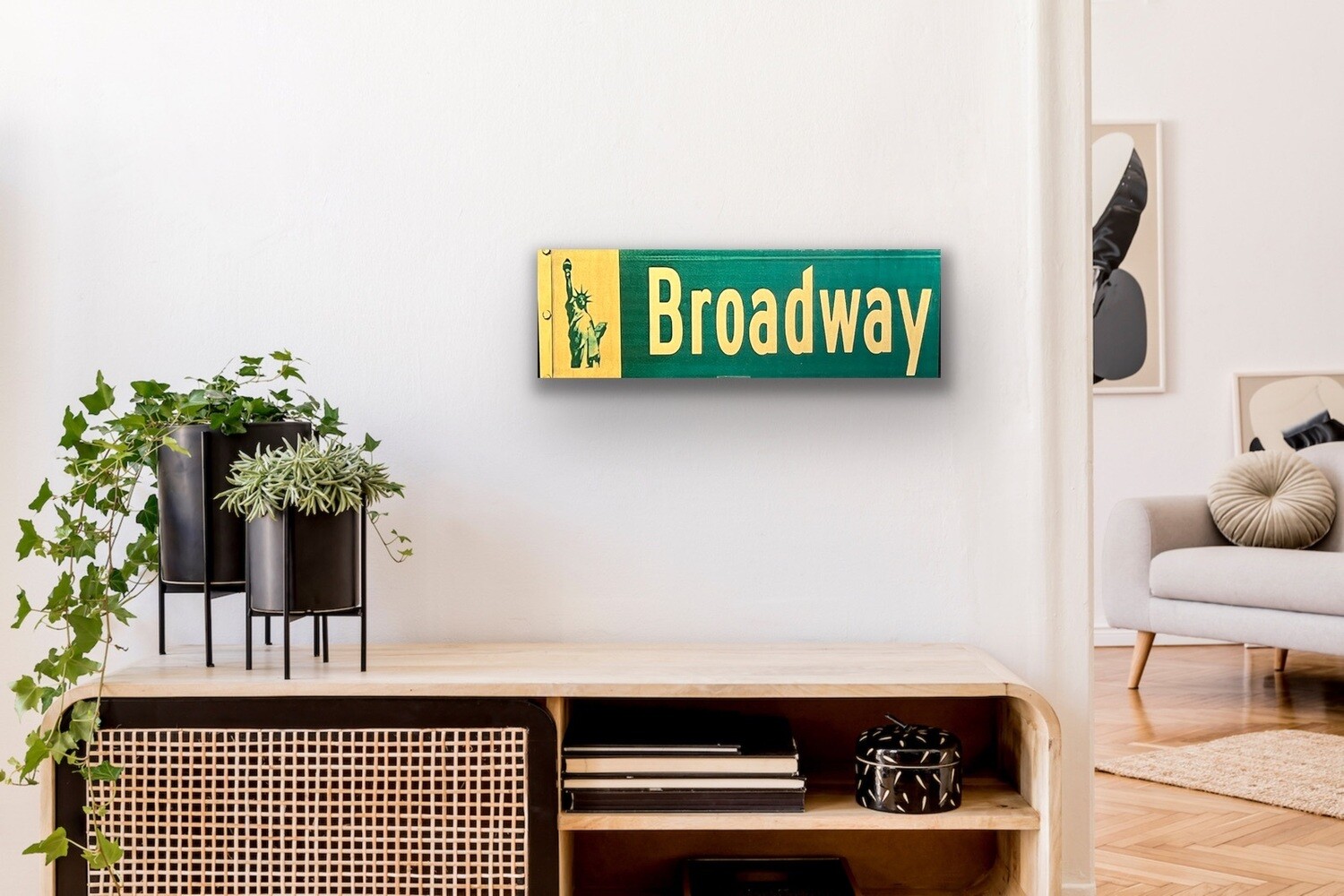 Original Image Maple Wood Broadway NYC Street Sign  18&quot;x6&quot;