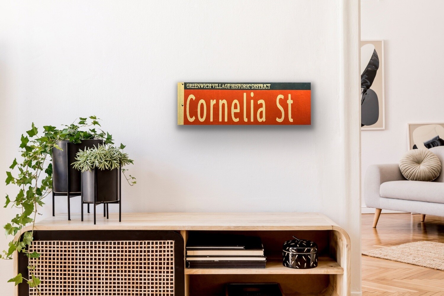 Original Image Maple Wood Cornelia St street sign  18&quot;x6&quot;