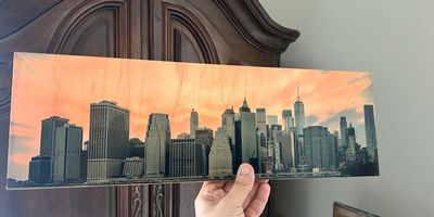 NYC Cityscape 18&quot;x6&quot; 100% Maple Wood