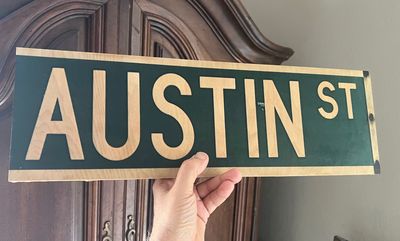 Original Image Maple Wood Austin ST sign 18&quot;x6&quot;