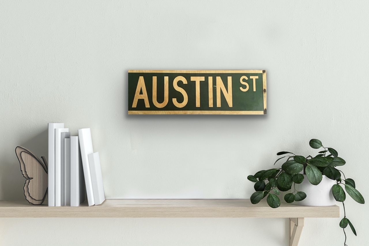 Original Image Maple Wood Austin ST sign 18&quot;x6&quot;