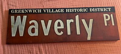 Waverly PL wood street sign