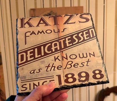 Original Photo Katz&#39;s sign on Slate 7.5&quot;x7.5&quot;