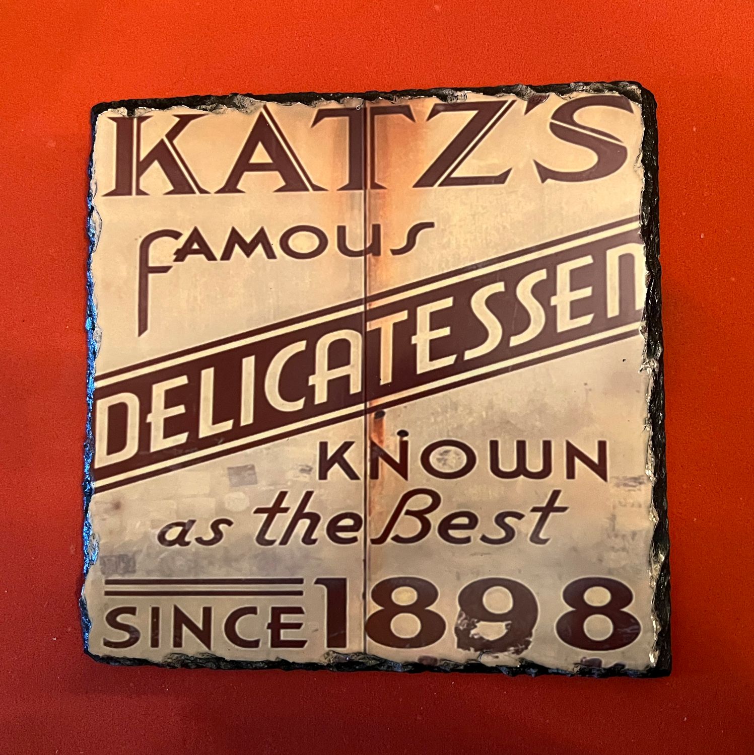 Original Photo Katz&#39;s sign on Slate 7.5&quot;x7.5&quot;