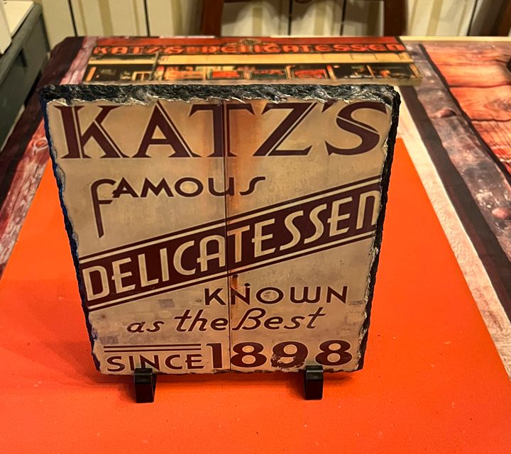 Original Photo Katz&#39;s sign on Slate 7.5&quot;x7.5&quot;