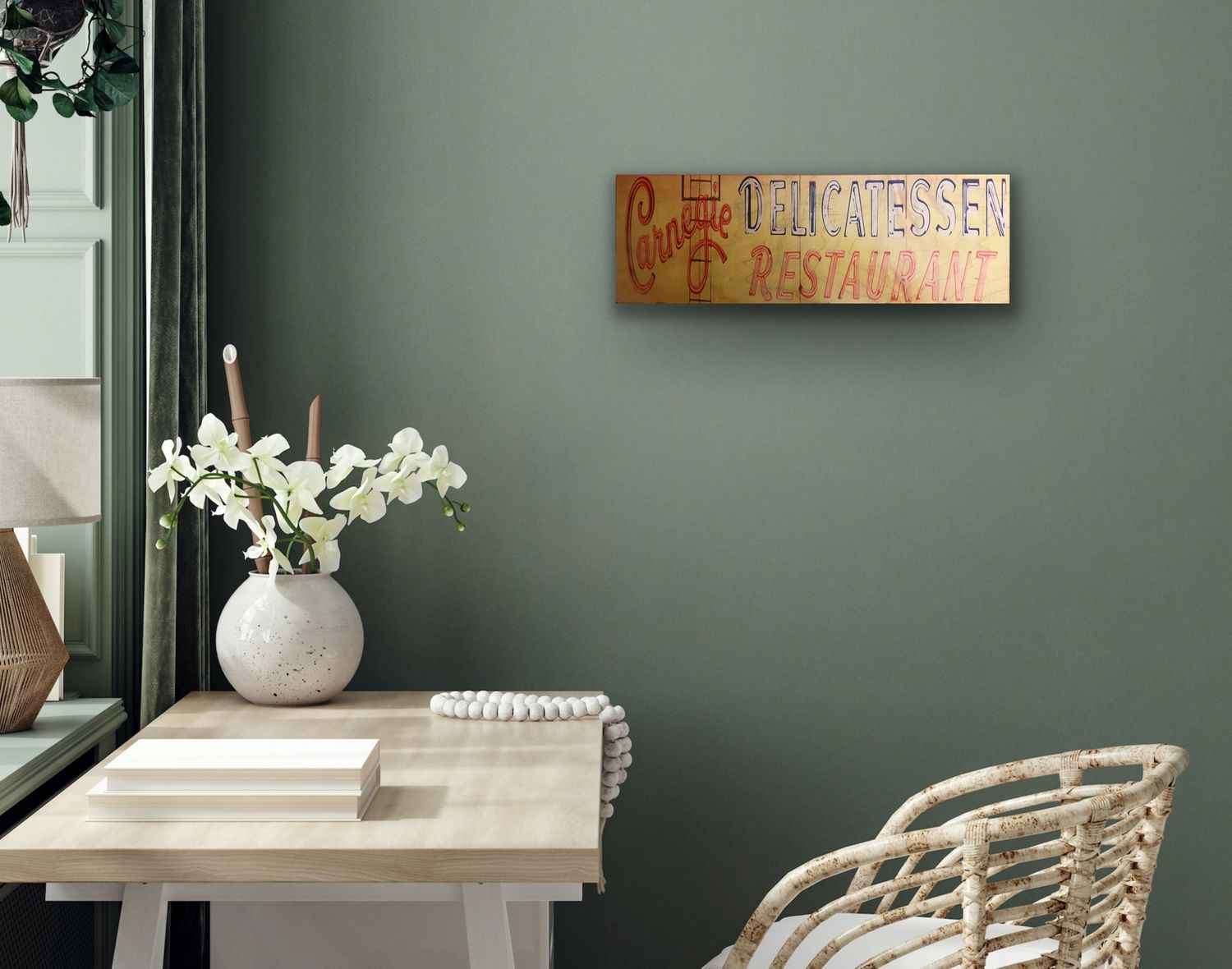 Carnegie Deli wood sign 18&quot;x6&quot;