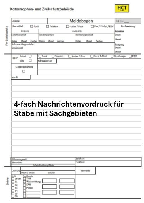 4-fach Nachrichtenvordruck 4-fach Nachrichtenvordruck "Sachgebiete" 1000 Stück