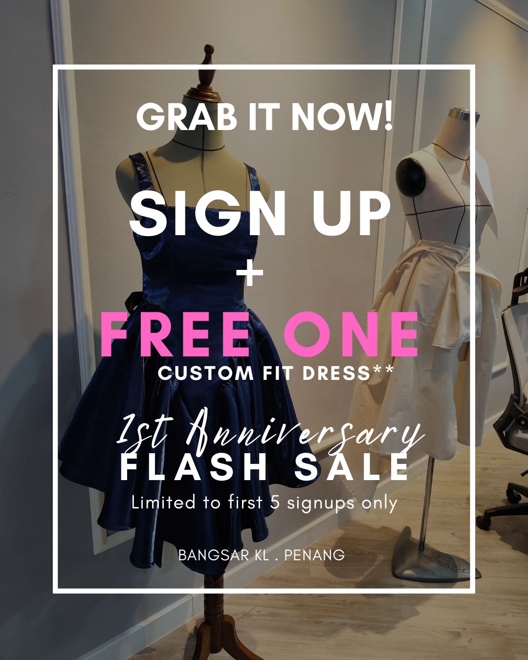 Johor Bahru - 1st Anniversary Sales - Fashion Design &amp; Fundamental Sewing Course + Free Custom Fit Dress