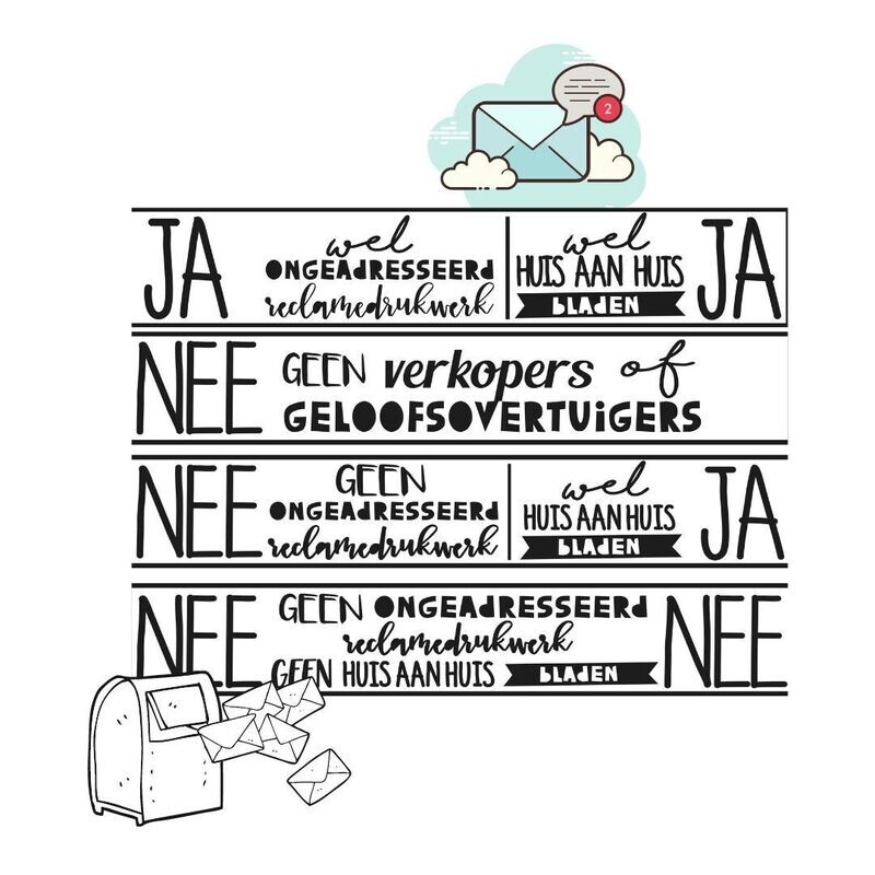 Brievenbus sticker SET VAN 4