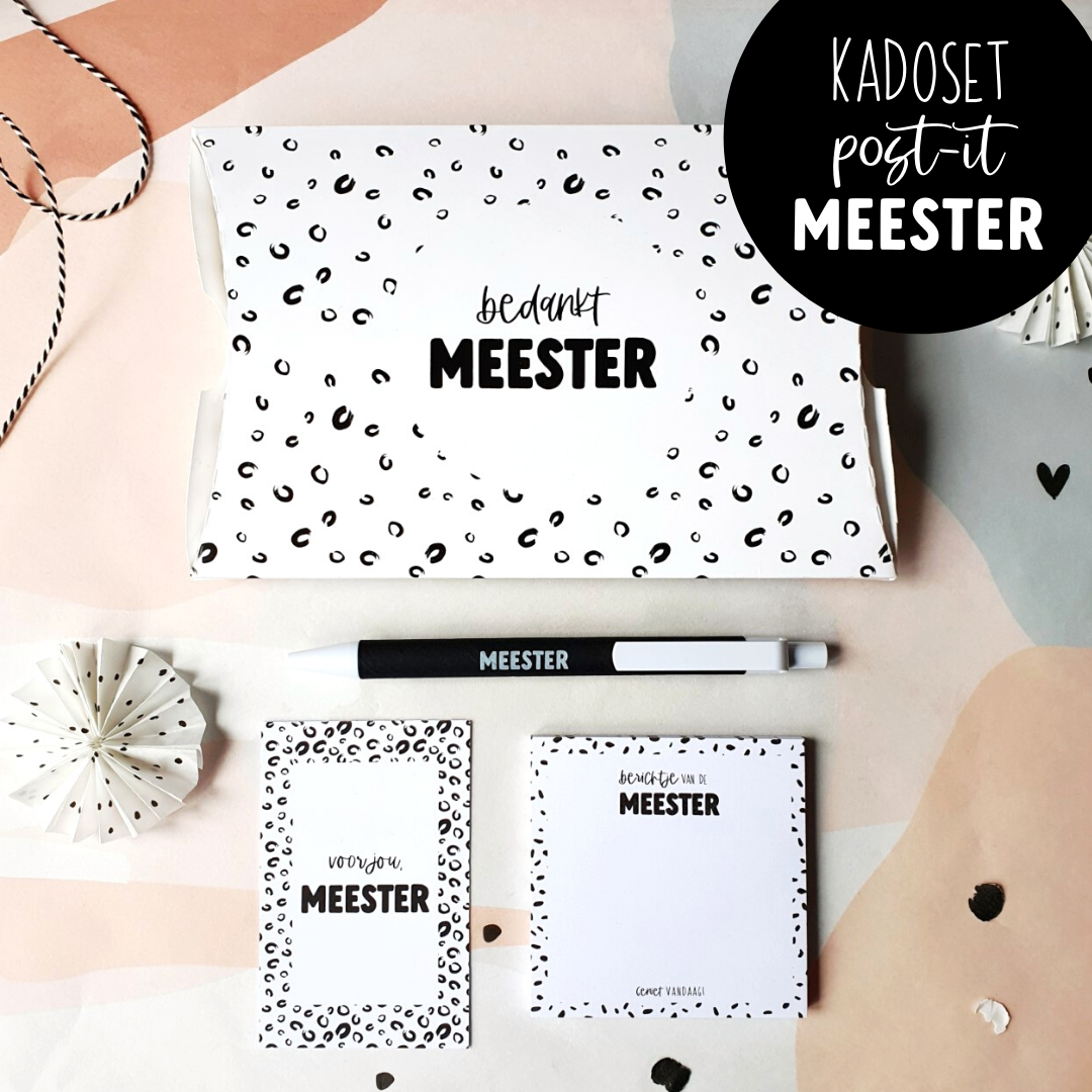 Kadoset voor de meester notitieblok A6