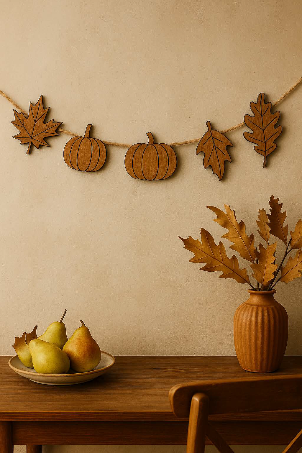 Herfstslinger Hout – Pompoenen & Bladeren