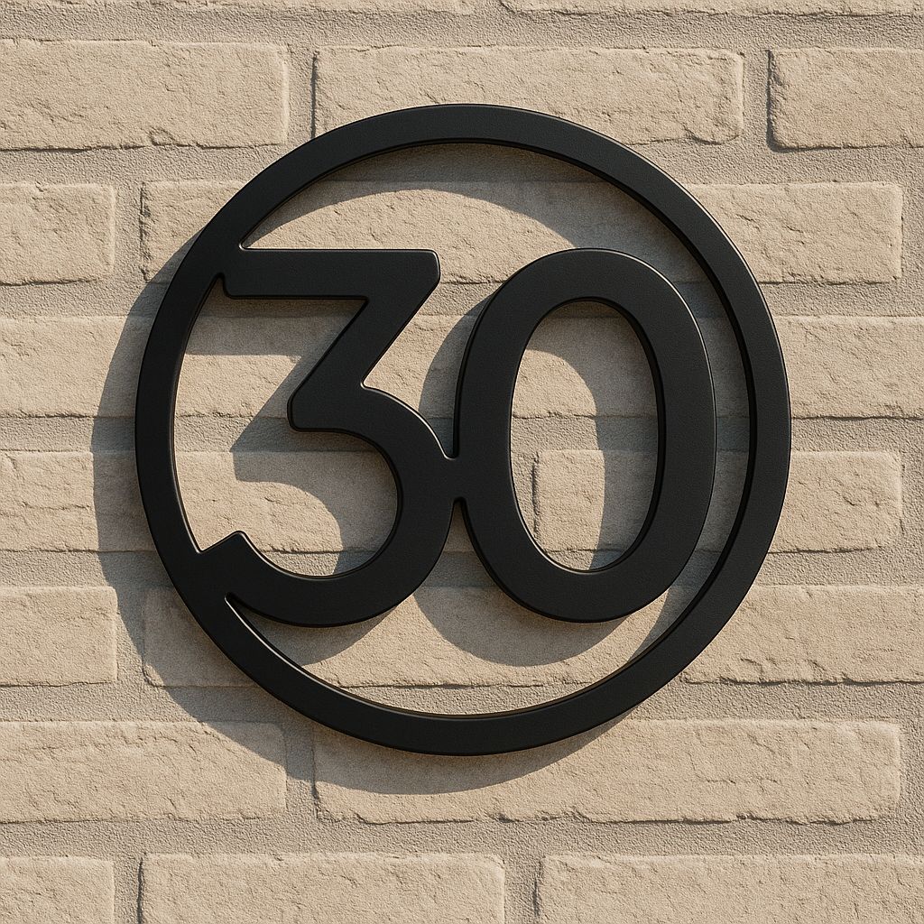 Rond zwart RVS huisnummer 30 – Modern & stijlvol design