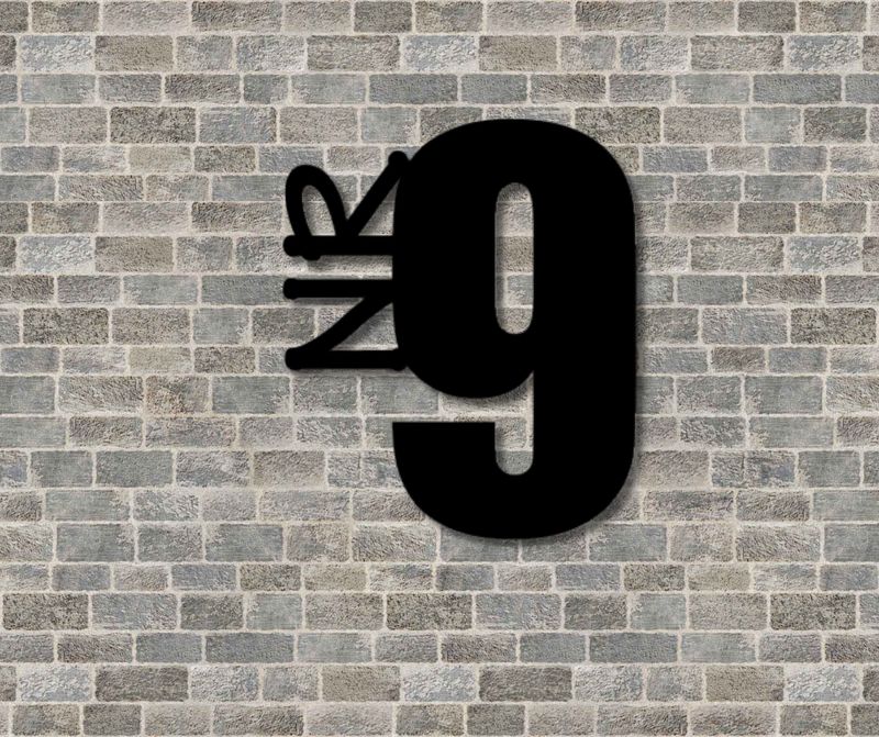 Modern zwart RVS huisnummer met NR-tekst