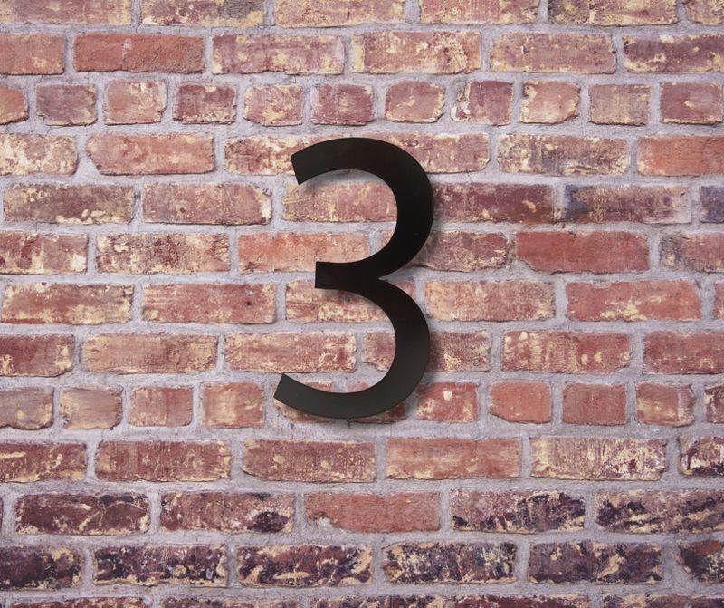 Zwart RVS huisnummer 3 Modern los cijfer Zwart RVS huisnummer 3 Modern los cijfer