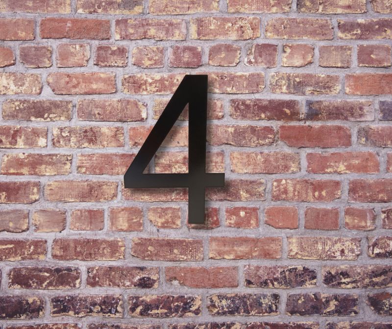 Zwart RVS huisnummer 4 Modern los cijfer Zwart RVS huisnummer 4 Modern los cijfer