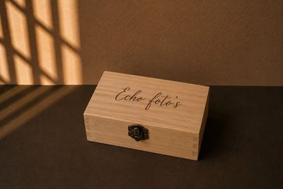 Houten doosje voor echo foto's