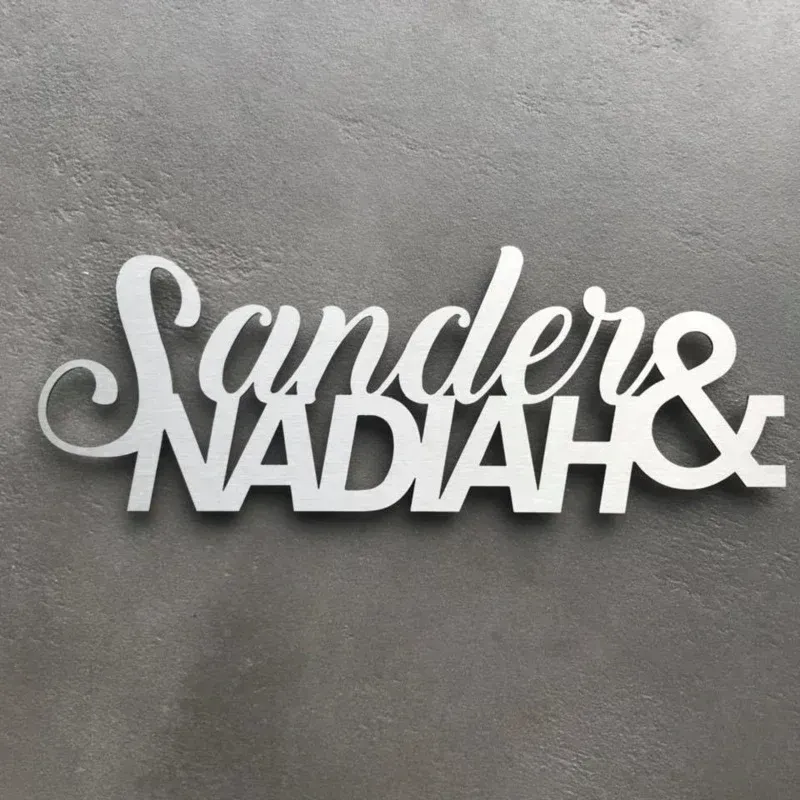 RVS naambord met twee namen, stijlvol naambord voor bij de voordeur