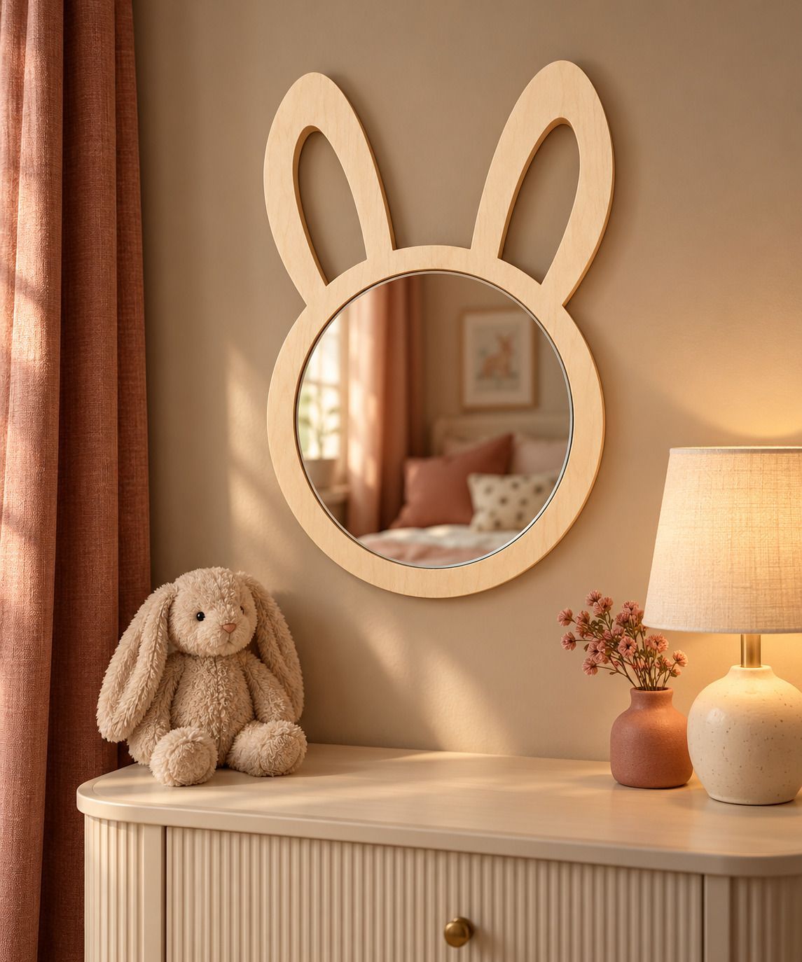Houten Konijnenspiegel voor de Kinderkamer