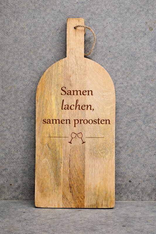 Houten borrelplank Samen lachen, samen proosten