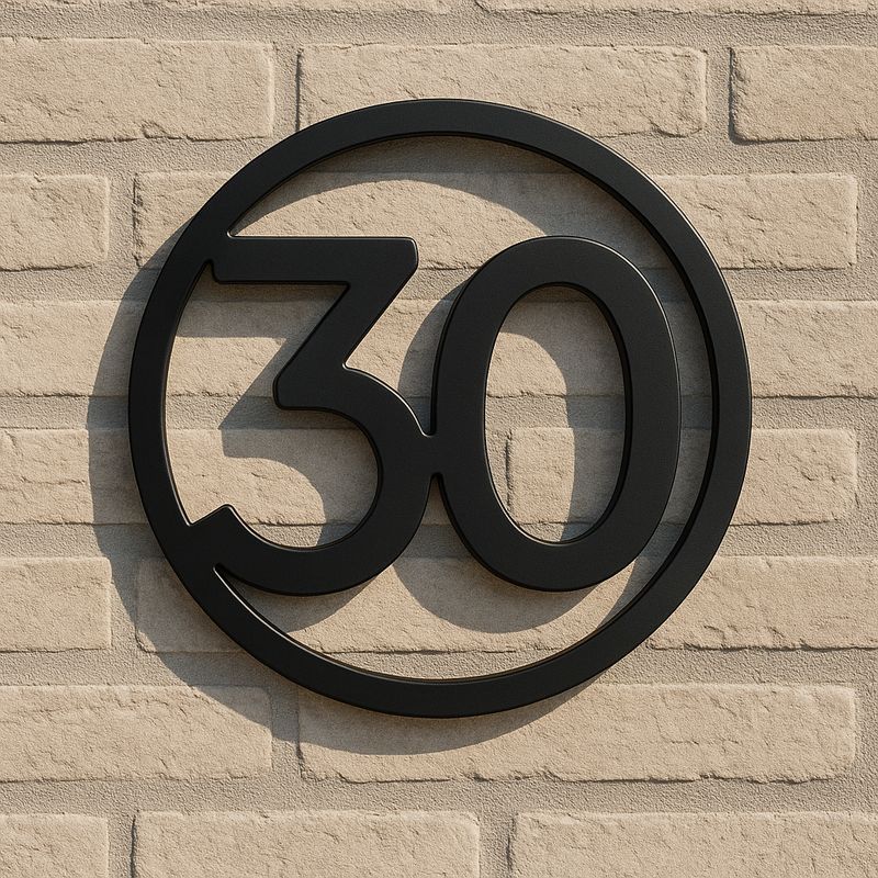 Rond zwart RVS huisnummer voor buiten, modern en stijlvol design Rond zwart RVS huisnummer voor buiten, modern en stijlvol design