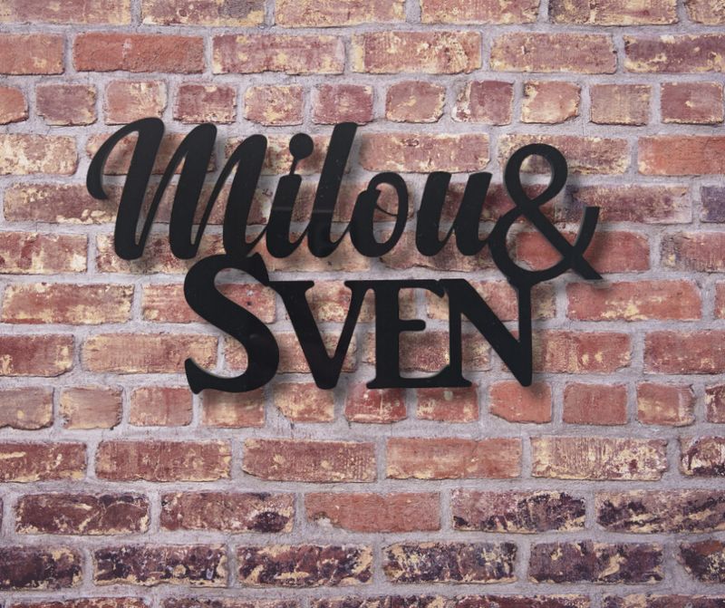 Zwart kunststof naambord met voornamen, persoonlijk en stijlvol ontwerp Zwart kunststof naambord met voornamen, persoonlijk en stijlvol ontwerp