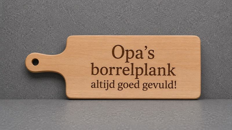 Houten borrelplank voor opa met gravure Altijd goed gevuld