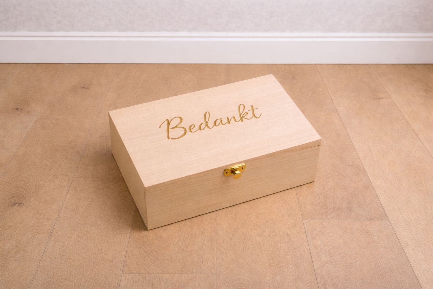 Houten theedoos Bedankt, stijlvol cadeau van hout