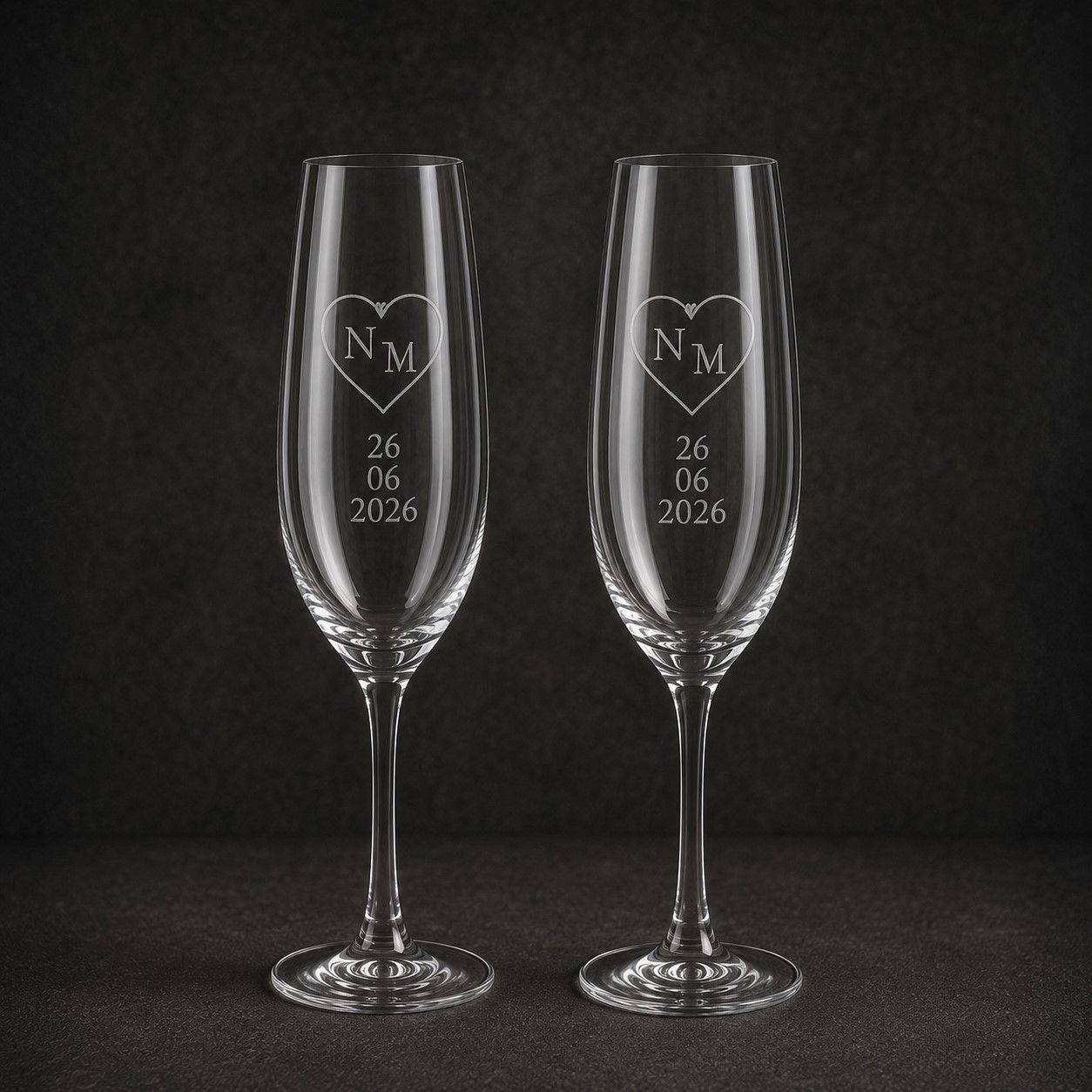 Champagne glas gegraveerd voor bruiloft