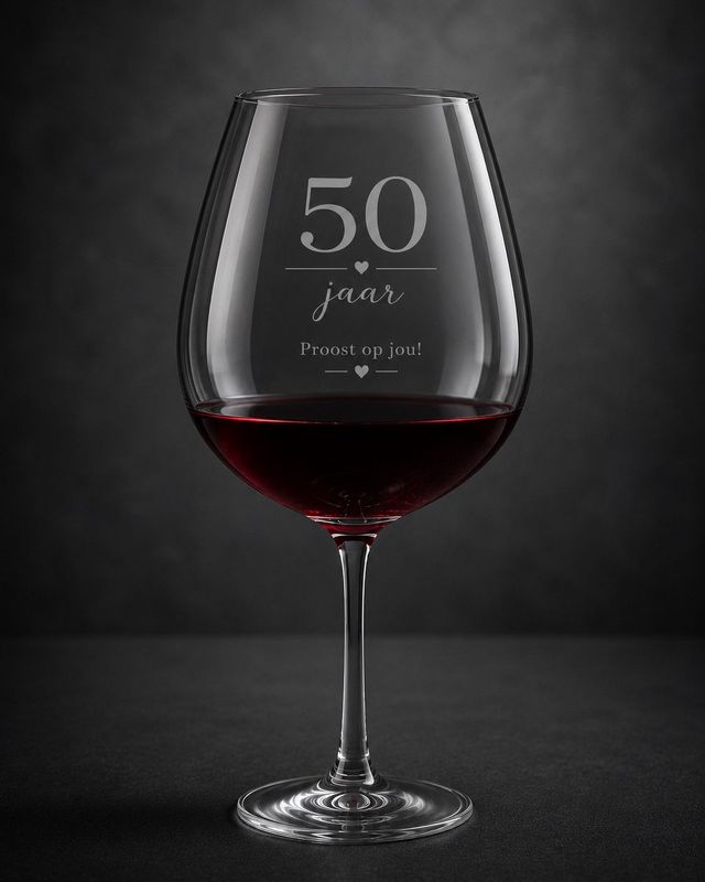 Gegraveerd wijnglas 50 jaar | Proost op jou! Gegraveerd wijnglas 50 jaar met de tekst Proost op jou als verjaardagscadeau