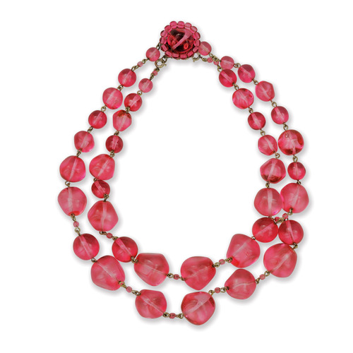 Gerard Darel Red Jackie Kennedy Pearl Necklace