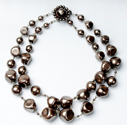 Gerard Darel Bronze Jackie Kennedy Pearl Necklace