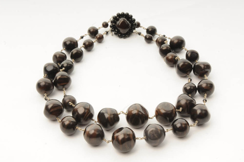 Gerard Darel Black and Brown Jackie Kennedy Pearl Necklace