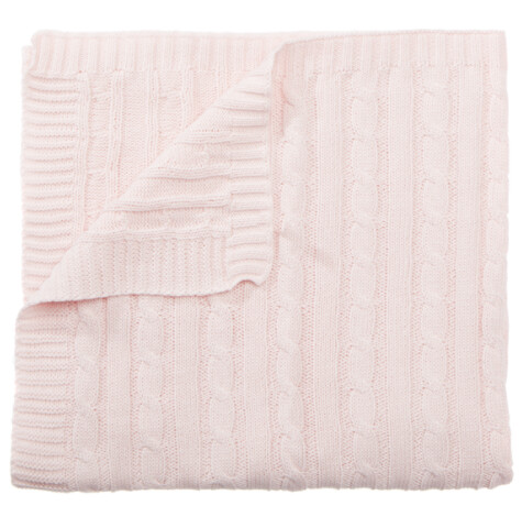 Knit Baby Blanket - Pink Cotton - 27x39&quot;