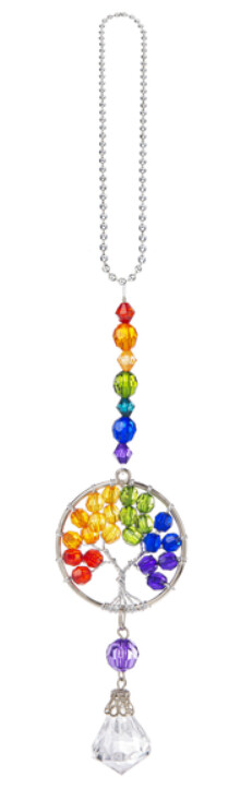 Rainbow Tree of Life Charm w/chain 5.75&quot;