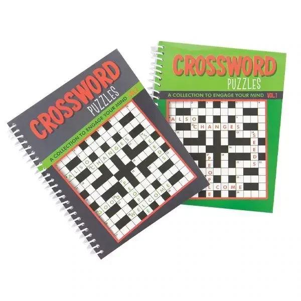 8&quot; Spiral Bound Crossword Puzzle Book  - 80 pgs