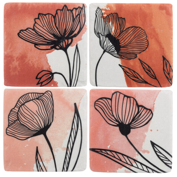 Botanical Silhouette Coaster Set (4pc set)