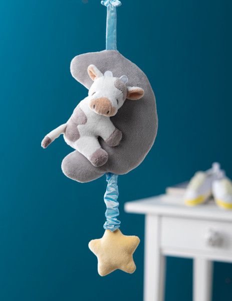 14&quot; Musical Pulldown Cow with Moon &amp; Star