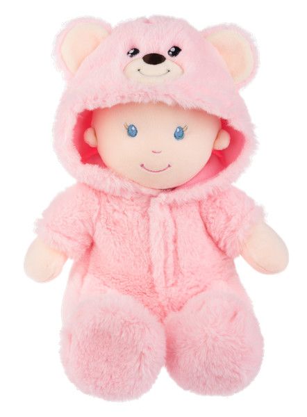 12" Beary Cute Baby Doll, Color: Pink