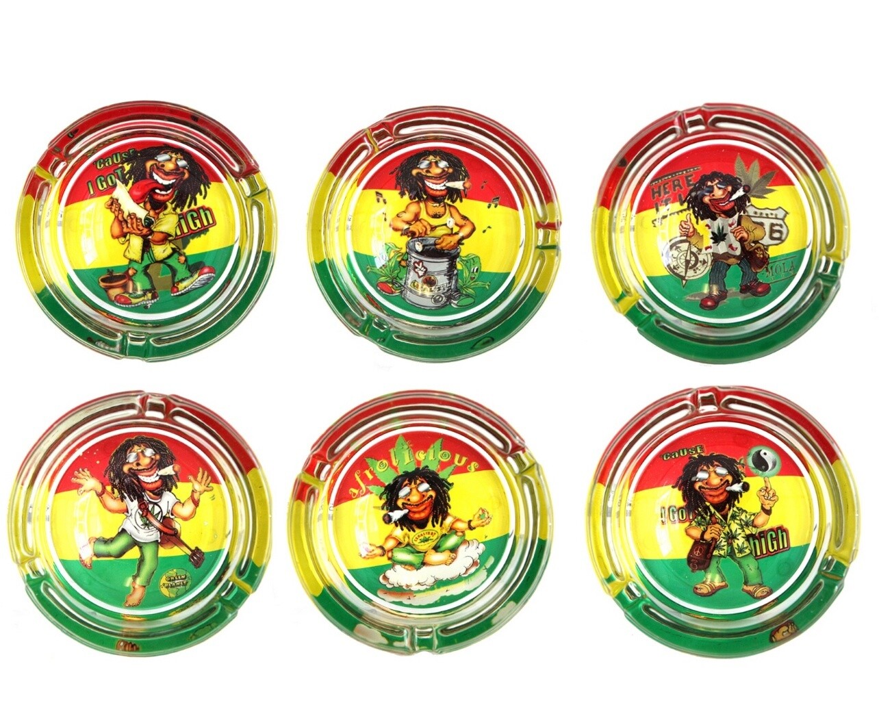 Glass Ashtray4-19 6Ct/  bob marley