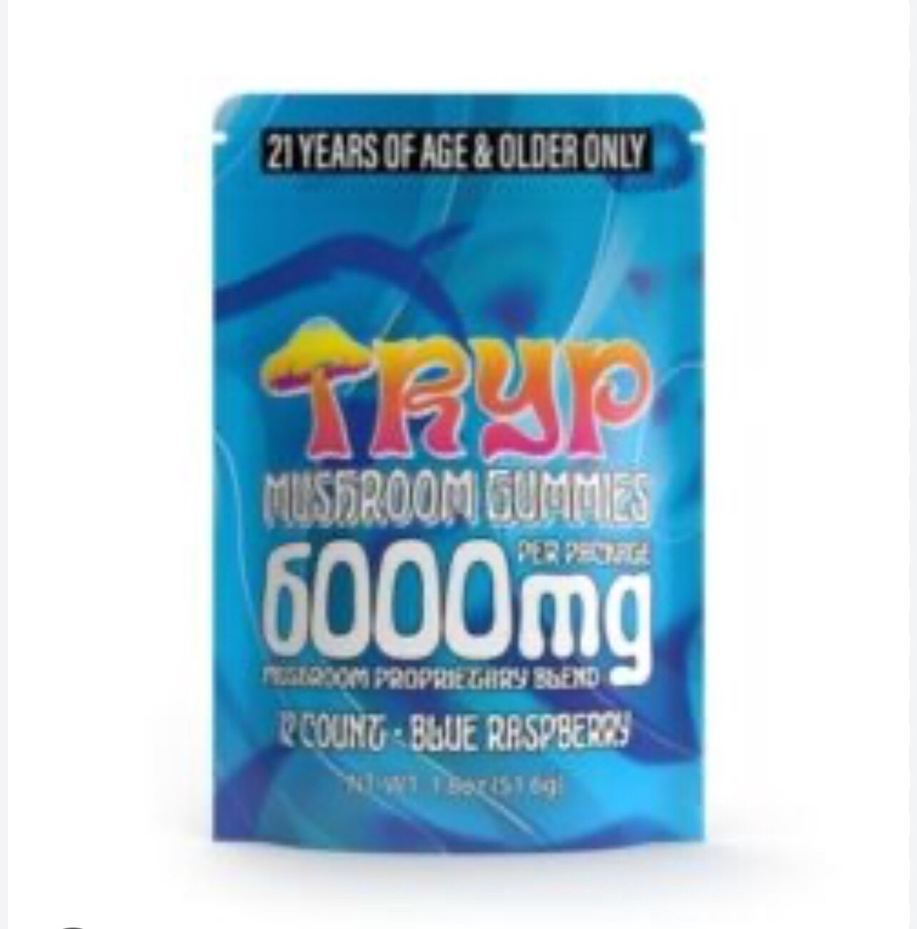 Tryp Mushroom Gummies 6000mg Blue Raspberry