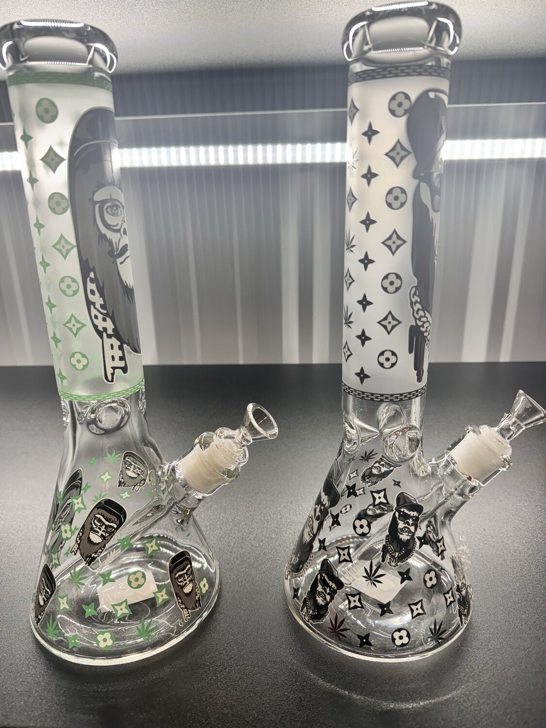 WATER PIPE 14&quot; GLOW IN THE DARK T004BLK / T004GR